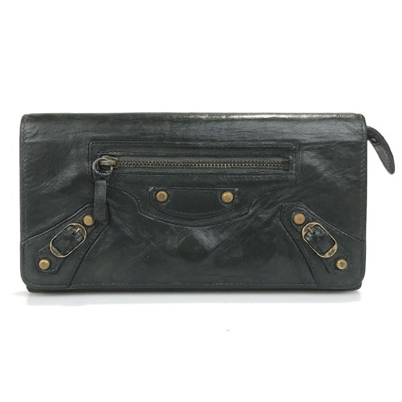 BALENCIAGA Wallet The classic Money Leather Black LambskinAuthentic fresh redye - Picture 1 of 12